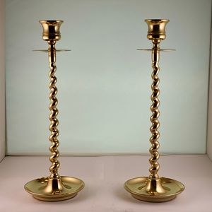 10.5” BALDWIN forged spiral brass candlesticks